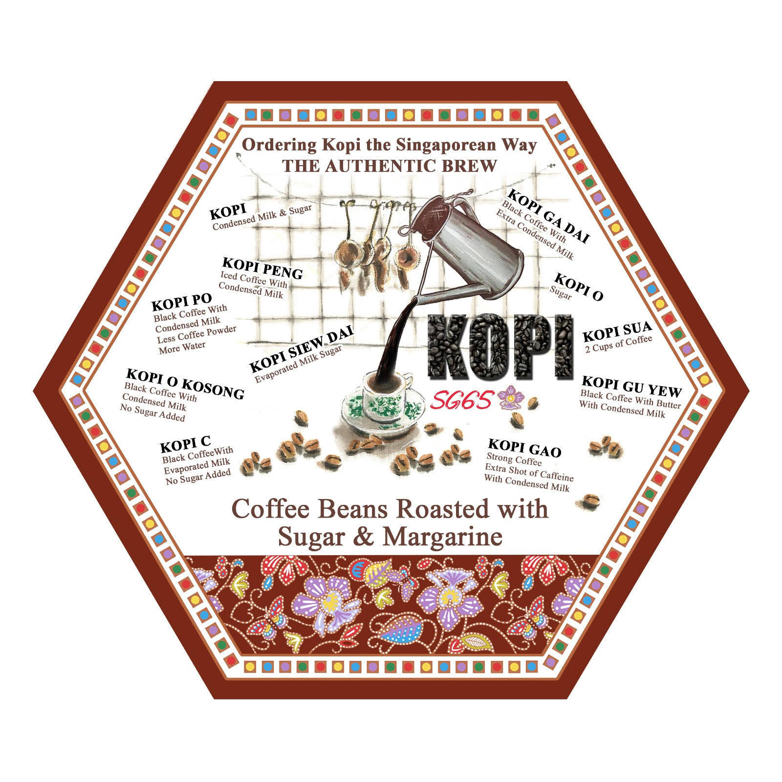  Kopi /Coffee Hexagon Ceramic Tile