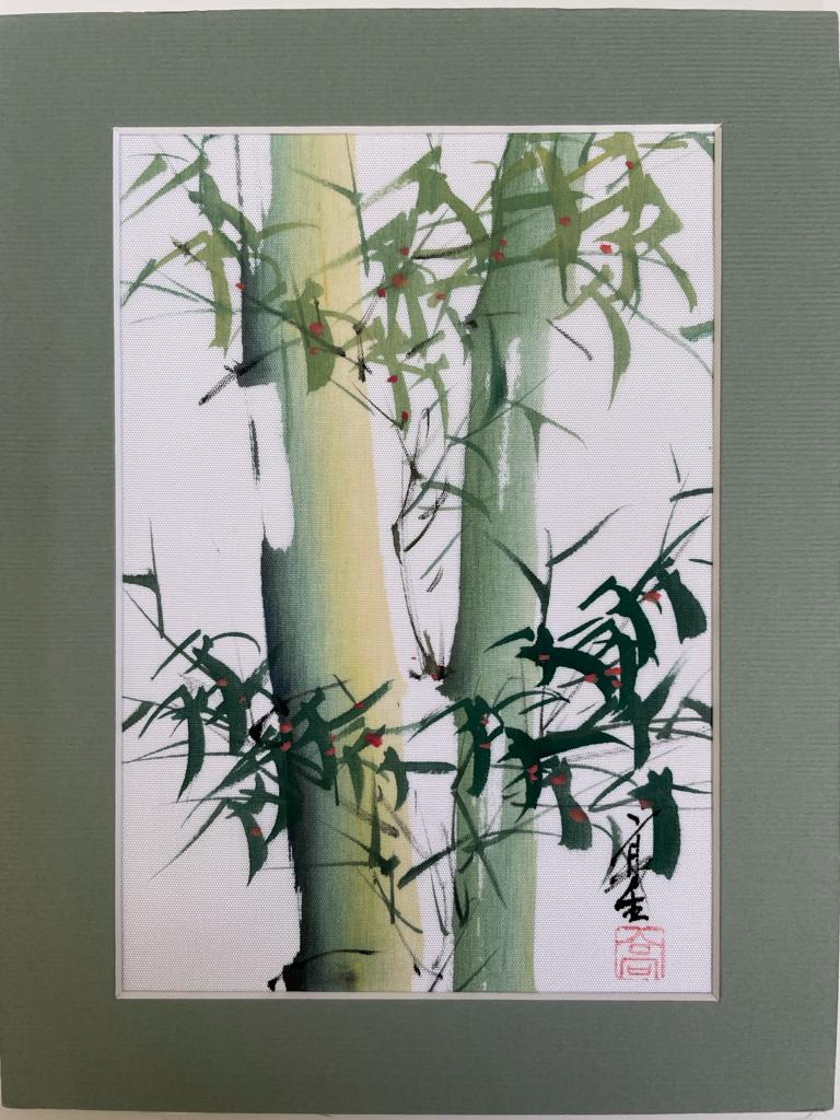  GREEN BAMBOO ORIGINAL PAINTING ON RICE PAPER