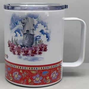 Batik Strip Orchid Spring Design Merlion Mug
