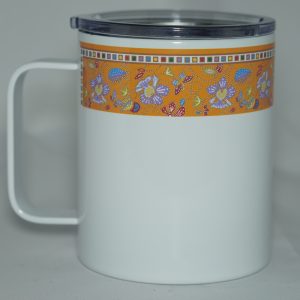 Batik Strip Orchid Spring Design Orange Mug