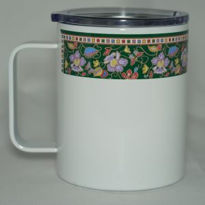 Batik Strip Orchid Spring Design Green Mug